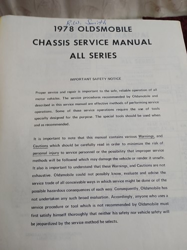 1979 OLDSMOBILE SERVICE MANUAL ~ All Series - Picture 3 of 7