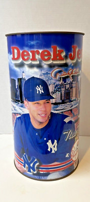Vintage 1998 Rare MLB Derek Jeter Yankees Tin Trash Can Bin Pail