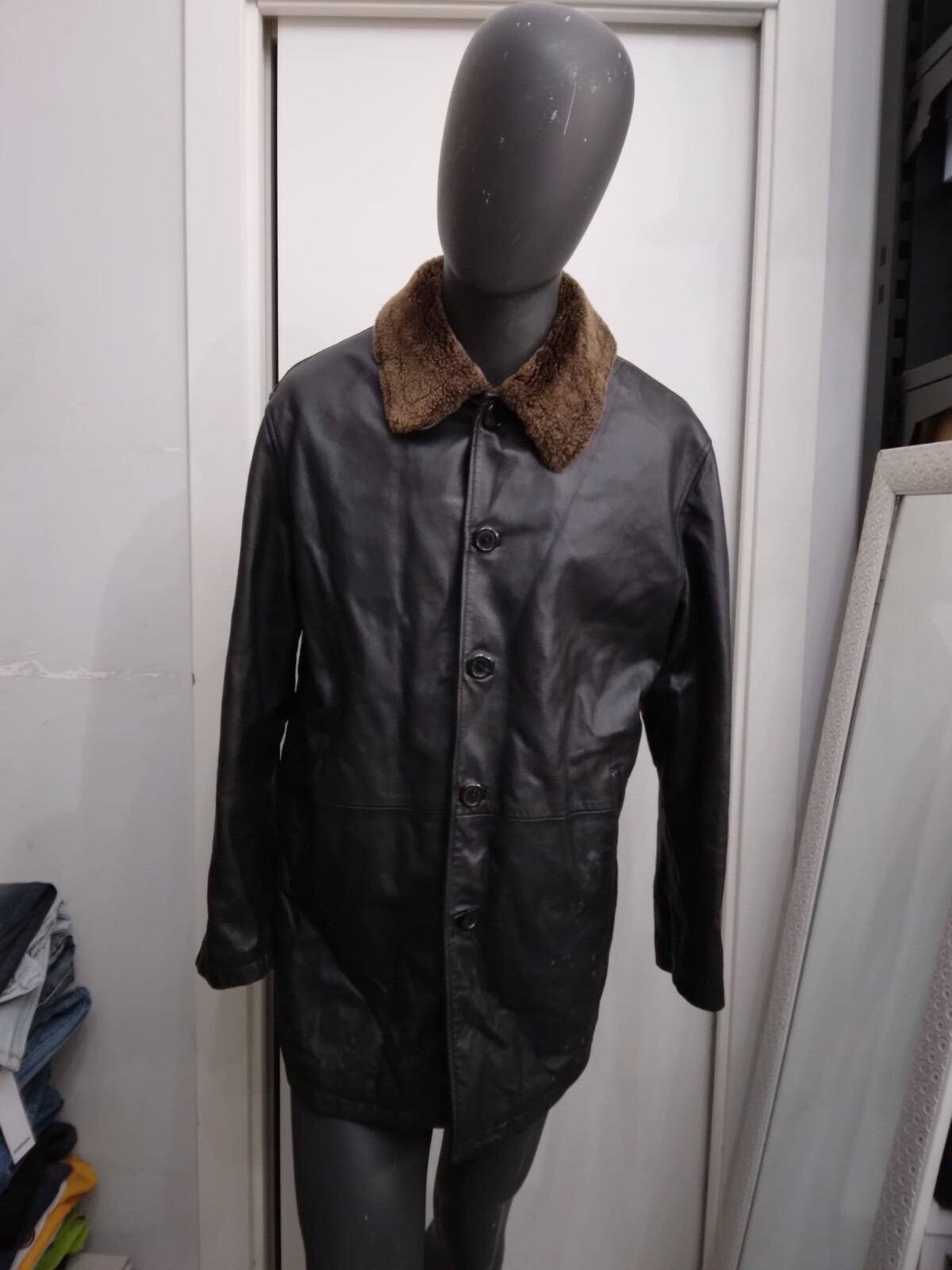 MABRUN Men's Genuine Leather Jacket Used Size 50 Dark Brown XYC881L