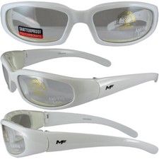 MOTOFRAMES MF CHILL PADDED MOTORCYCLE RIDING GLASSES WHITE FRAMES CLEAR LENS