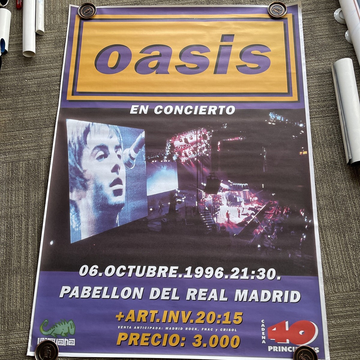 171 1996 OASIS Concert Tour subway Promo Poster Real Madrid VG++