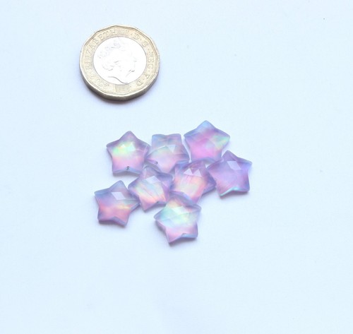 Pietra preziosa opale, opale arcobaleno aurora taglio rosa stella sfaccettata cabochon lotto, 12,5 mm - Foto 6 di 7