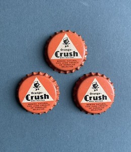 3 UNUSED VINTAGE ORANGE CRUSH SODA POP CORK BOTTLE CAPS CROWN CAP LIMA PERU