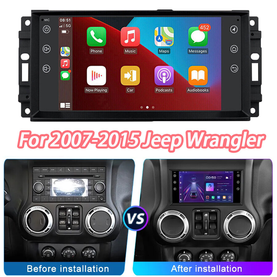 2007-2015 Jeep Wrangler Android 13 Car Stereo with CarPlay GPS WiFi