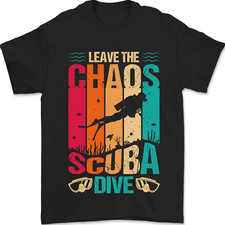 Verlassen Die Chaos Go Scuba Tauchen Diver Tauch Herren Maglietta 100% Baumwolle