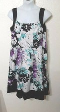 AGB DRESS WOMAN*White w Purple Mint Black Flowers*Plus Size 20W*Shoulder Straps