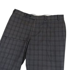 Ralph Lauren Mens Dress Pants 36 x 30 Gray Plaid Stretch Polyester Rayon Spandex