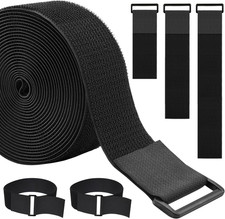 1.5In X 16Ft Cinch Straps Heavy Duty with 20 Buckles, Black Nylon Hook and Loop