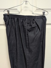 Vtg Women Pants Size L Blue Front Pockets Elastic Back Waist