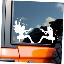 2-Pack Devil and Angle Vinyl Car Sticker, 7.09"x3.94", Suitable for White