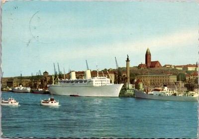 Gothenburg Sweden Harbor with Ship Gripsholm Continental Postcard B899