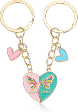 2 Pcs Heart Matching Keychains for Women,Best Friend Keychain,Best Friend Keyrin