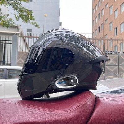 Built-in Bluetooth Motorcycle Intercom Helmet Dual Lens Modular Motocross Helmet