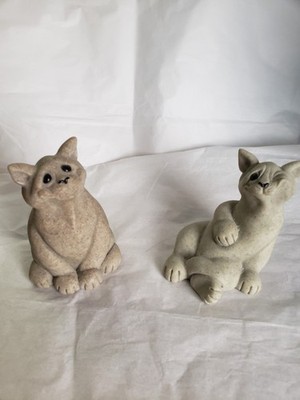 Vintage Quarry Critters Cat Figurines Pair Second Nature Design Carla and Chico