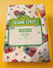 Sesame Street Heart Pillow Cases NEW Never Opened 2 Standard Pillow Cases