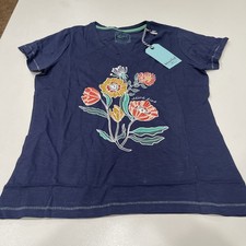 Weird Fish Botanic Organic Graphic V Neck Slub Tee Dark Blue 12