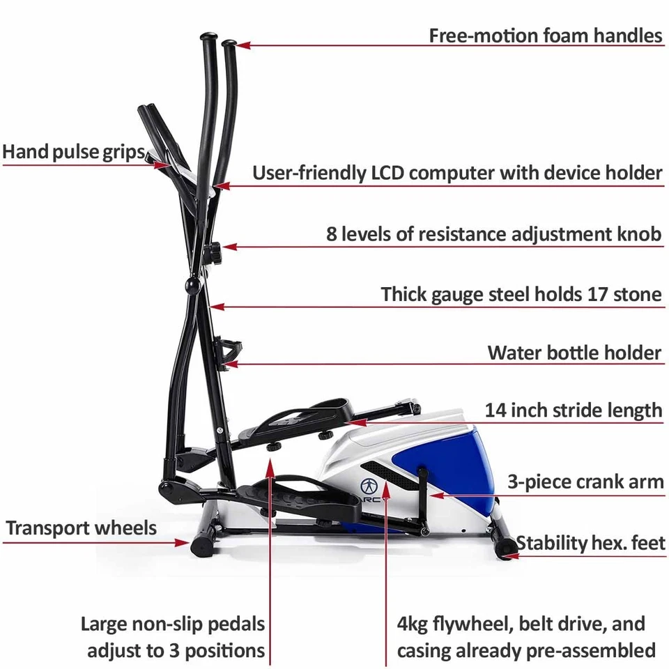MARCY BK1016 Elliptical Cross Trainer Magnetic Resistance HIIT Cardio Training - Image 3 of 4