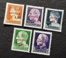 5 pièces ITALIE 1945 PSI MANTOVA Haute Valeurs MNH Reproduction Timbre sv