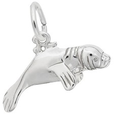 Sterling Silver Manatee Charm - 9mm x 23mm