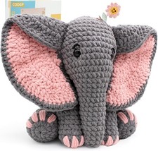 Elephant Crochet Kit for Beginners Amigurumi DIY Set with Video Tutorial