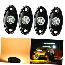 4 Pods LED Rock Lights, Waterproof LED Neon Underglow Light for Car Yellow