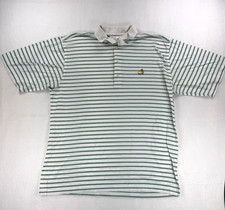 VTG Mens Augusta National Golf Shop Polo Shirt White Striped Logo Embroidered L