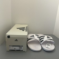 adidas Adissage Slides Sandal, White/Black/White, 17 US Men