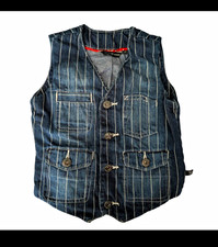 Hatchet Hammers Blue/White Pinstripe Denim Vest, Regular Size 2Y