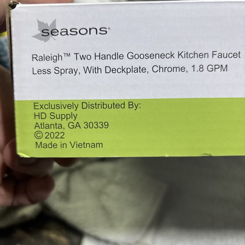 Seasons - Raleigh Two Handle Gooseneck Kitchen Faucet 