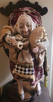 LAM LEE GROUP Shakespearean Court Jester Doll Harlequin Motif