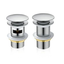 Bathroom Click-Clack Basin Waste Dome Slotted UnSlotted Sink Pop Up Push Button.