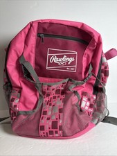 Rawlings Youth Players T-Ball Baseball Pink Backpack Adjustable Pockets