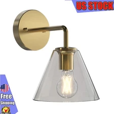 LED Wall Light Brass Clear Glass 450Lm Dimmable Light Living Room Decor Lighting