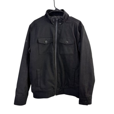 Nixon Wool Bomber Jacket Mens Size Medium Black Full Zip Outdoors Lined *