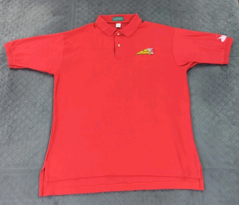 Indian Motorcycle Polo Shirt Vintage Outer Banks Red Short Sleeve Men Large USA - Image 2 of 4
