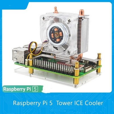 For Raspberry Pi 5 Ice Tower Cooler - High Performance, Ultra Quiet Fan
