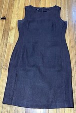 Talbots Pure Irish Linen Brown Sleeveless Pencil Dress Women's Size 12