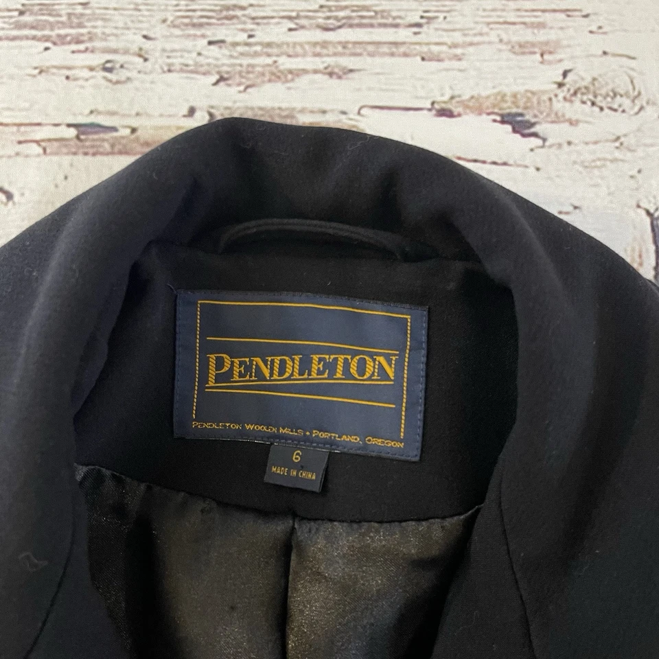 Pendleton Long Trench Coat Black Womens Size Medium Length 37” Winter Cozy - Image 3 of 4
