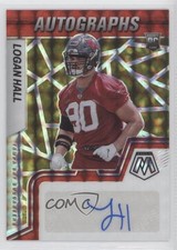 2022 Panini Mosaic Rookie Choice Fusion Red & Yellow Prizm Logan Hall Auto v9t