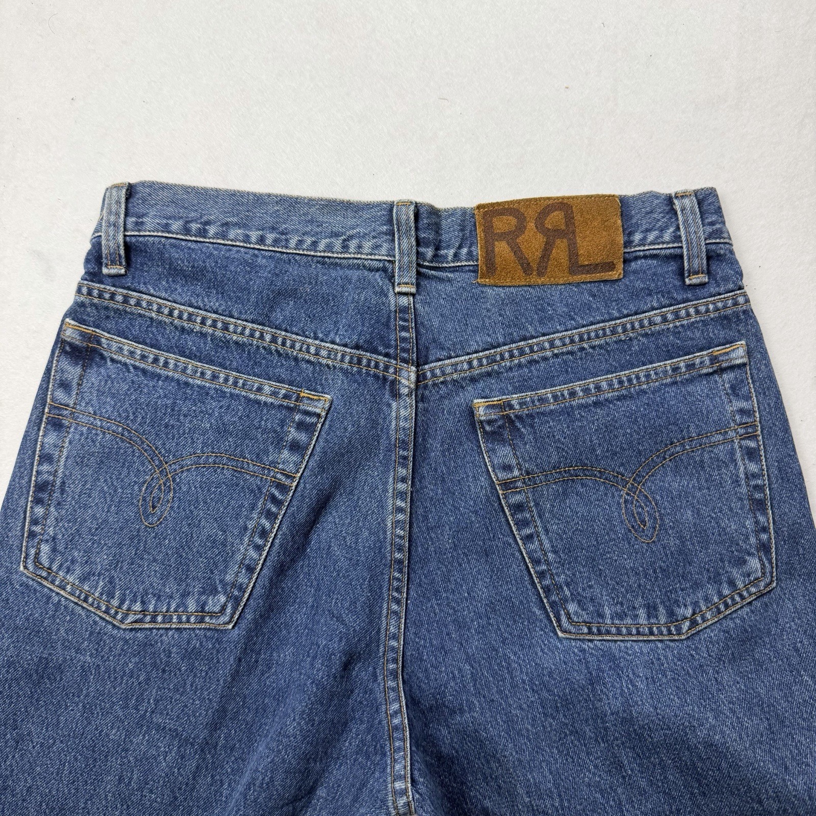 RRL Double RL Ralph Lauren 90s Slim Fit Western Jeans Suede Patch Vintage 31x32