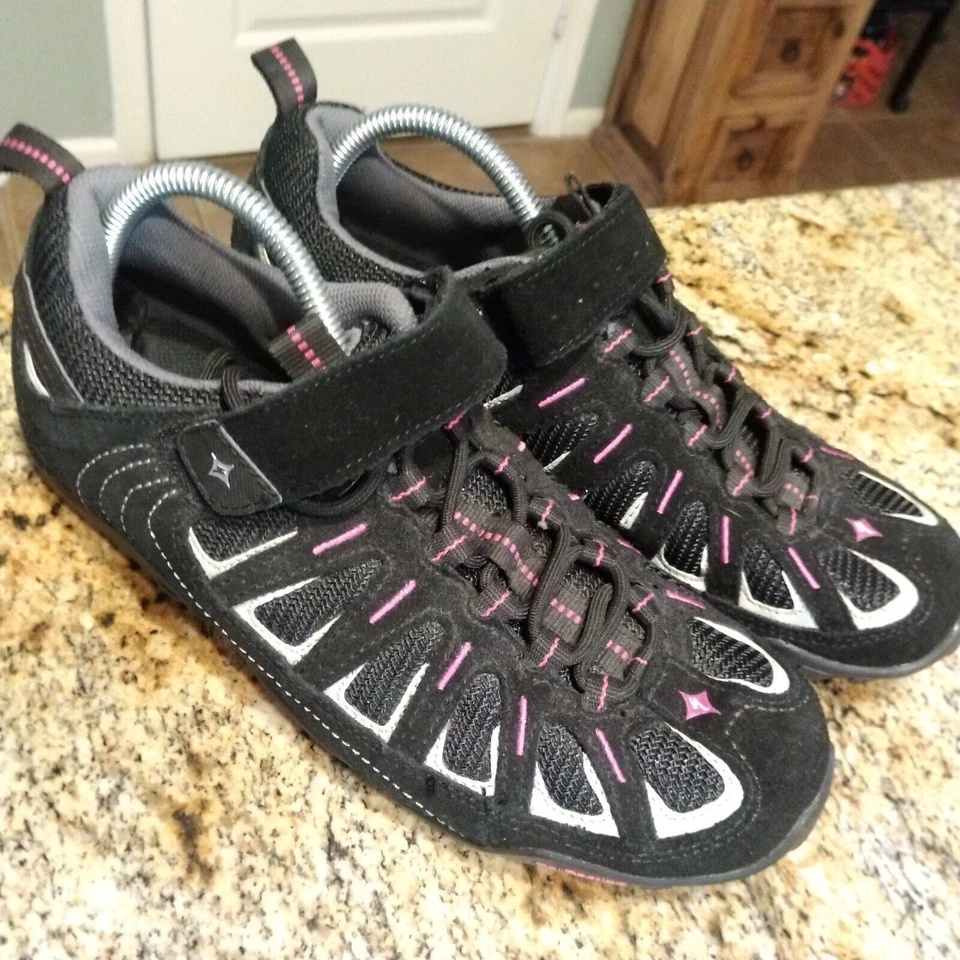 Tênis de ciclismo feminino Specialized geometria corporal 6122-2741 preto rosa tamanho 10 - Imagem 2 de 4