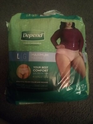 Depends Fit-Flex Underwear for Women Size Large 17 Count Maximum. ( Small tear) 
