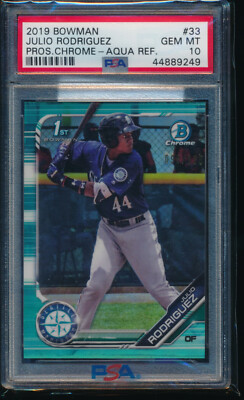 PSA 10 JULIO RODRIGUEZ 1st 2019 Bowman Chrome AQUA REFRACTOR #/125