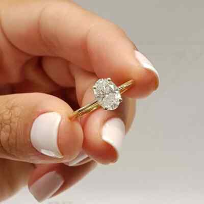 2Ct Lab-Created VVS1 Diamond Engagement Solitaire Women Ring 14k Yellow Gold Fn