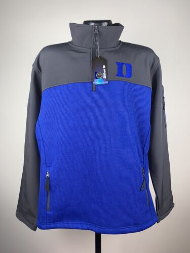 Men's Duke Colosseum Athletics Blue & Gray Plow 1/4 Zip Jacket NWT Large - Afbeelding 1 van 7