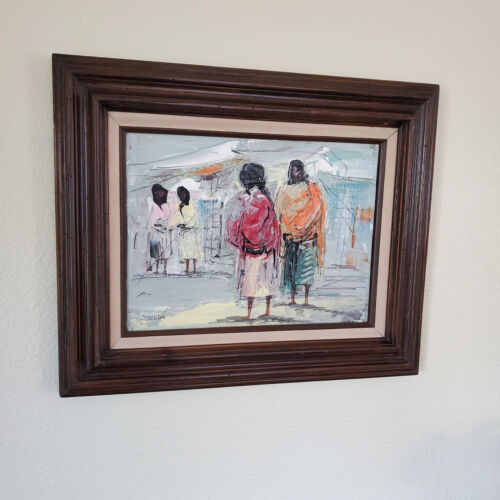 Original Leon Beluanzaran Gemälde Frauen auf dem Markt MCM Zihuatanejo Mexiko 23"x19 - Bild 5 von 15