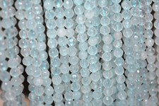 Faceted 4mm Natural Light Blue Aquamarine Gemstone Round Loose Beads 15"