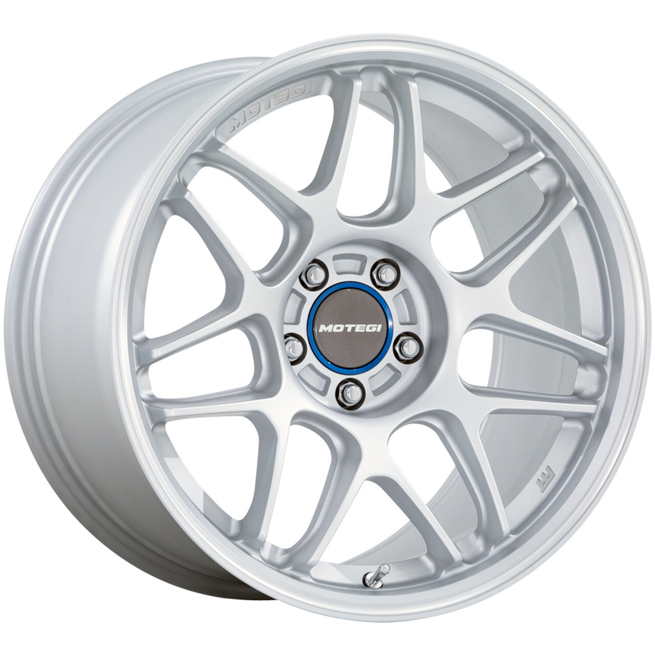 18x10.5 +25 Motegi MR158 Tsubaki 5x120 Hyper Silver W/Mach Lip Wheels (Set of 4)