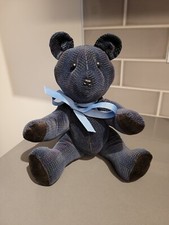 Blue Teddy Bear with Bow, Unbranded, Well Made, Movable limbs, 16 inches