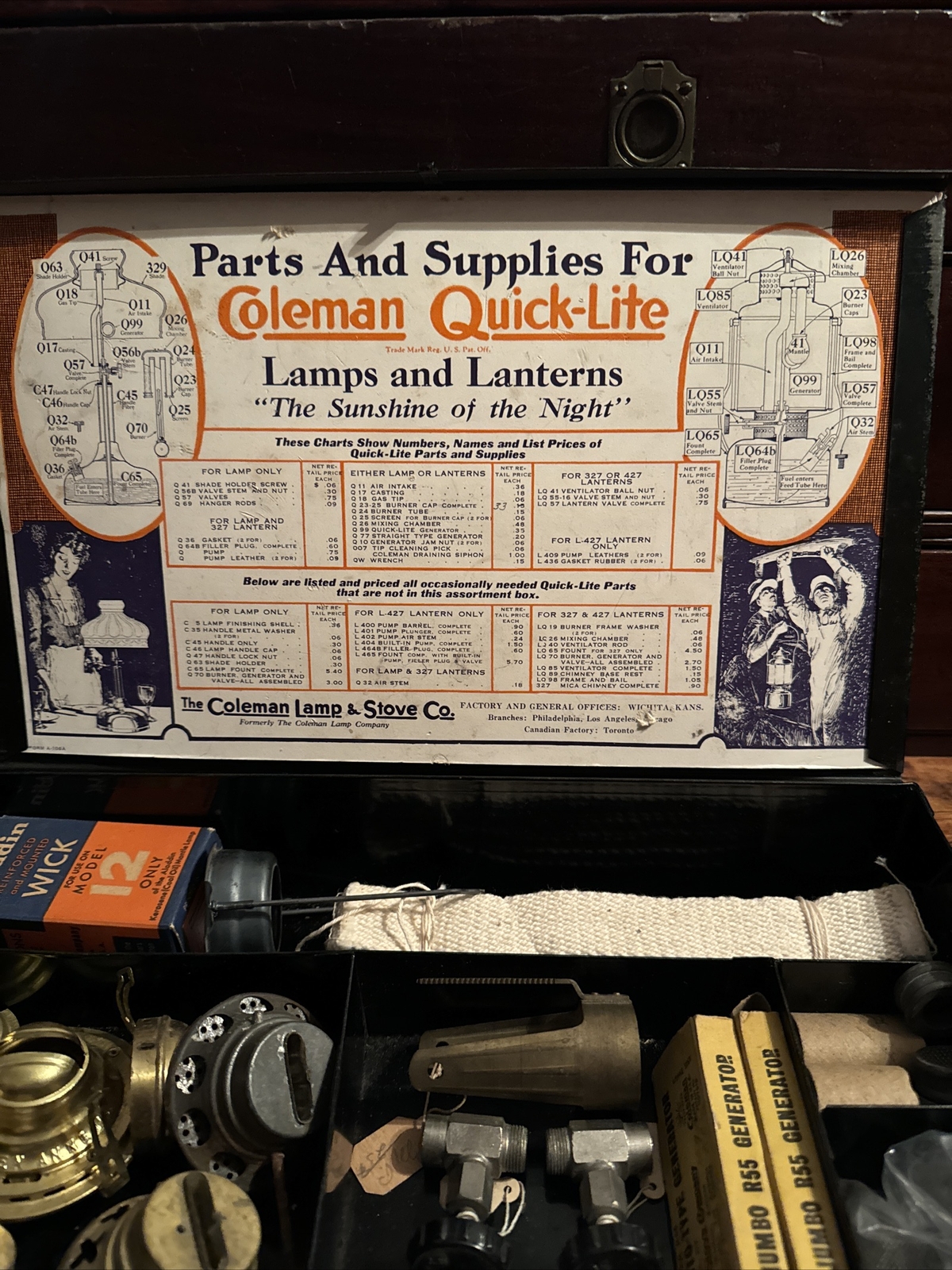 COLEMAN LANTERN COMPANY ANTIQUE PARTS BOX